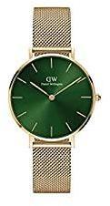 Daniel Wellington Petite Emerald Gold Mesh Strap Green Dial Watch