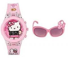 DRITON Combo Pack of Pink Dial Digital Watch with Pink Sunglass for Girl's