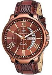 EDDY HAGER Analogue Men's Watch Brown Dial Brown Colored Strap