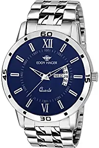 Blue Round Dial Day And Date Men's Watch Eh 247 Bl