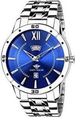 EDDY HAGER Time Teacher Analogue Men's Watch Blue Dial Silver Colored Strap