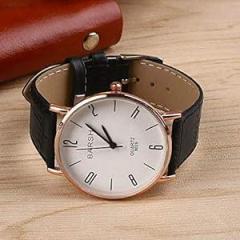 ELECTROPRIME 7D9C Black Unisex Leather Wristwatch Watch Simple Thin Fashion Slim Chic L