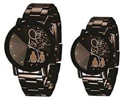 Emartos Analog Unisex Adult Watch Multicolored Dial, Black Colored Strap Pack of 2