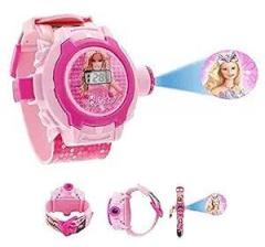 Emartos Barbie 24 Images Projector Digital Rubber Kid's Watch Pink Dial and Band