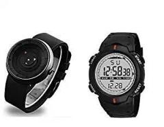Emartos Black dial Analogue and Digital Watch for Men's and Women's Pack of 2