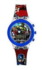 Emartos Digital 7 Color Disco Glowing Light Watch for Kids | Boy's Watch | Marvels Avengers Red & Blue Color | Kids Watch for 2 8 Years Old