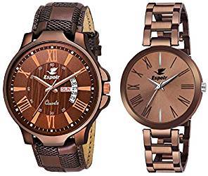Espoir Analog Brown Dial Couple Watch Brown ManishaAnthony