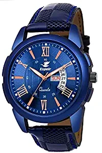 Espoir Analogue Blue Dial Day and Date Boy's and Men's Watch CheckBlueRay0507 Blue