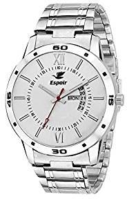 Espoir Exclusive Day & Date Display Analog White Dial Stainless Steel Men's Watch WDD0507