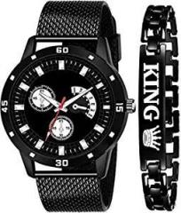 EVAX Men's Premium Stylish PU Strap Black Analog Watch for Men