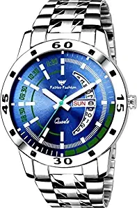 Blue Dial Day and Date Functioning Analogue Men's Watch