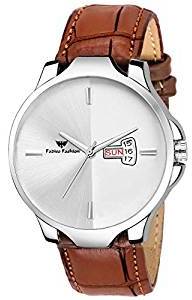 Fadiso fashion FF2033 WH BR Leather Strap Day & Date