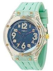Fashionable Transparent dial & Mint Green Strap Designer Wrist Watch for Boys & Mens & Unisex.