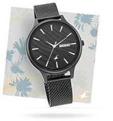 Fastrack Black Dial Analog Watch for Women NR6207NM01 Stainless Steel, Black Strap