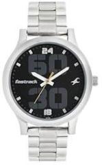 Fastrack Black Dial Silver Band Analog Stainless Steel Watch For Men NR38051SM07