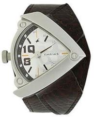 Fastrack Men Leather Analog Watch Np3022Sl01, Band Color Brown, Dial Color White
