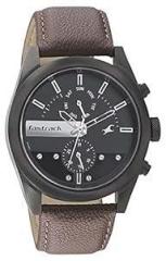 Fastrack Men Leather Black Dial Analog Watch Nr3165Nl01, Band Color Brown