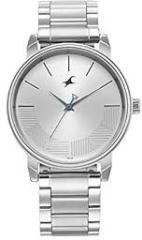 Fastrack Men Metal Analog Silver Dial Watch 3291Sm02/Nr3291Sm02, Band Color Silver