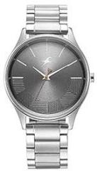 Fastrack Men Metal Grey Dial Analog Watch Nr3291Sm01, Band Color Silver