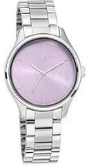 Fastrack Tripster Analog Purple Dial Women's Watch NN6219SM02/NR6219SM02 Stainless Steel, silver Strap