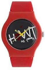 Fastrack Unisex Silicone Analog Black Dial Watch 9915Pp74/9915Pp74, Band Color Red