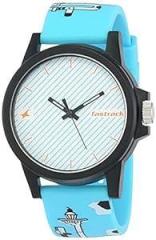Fastrack Unisex Silicone Analog White Dial Watch 68012Pp08/68012Pp08, Band Color Blue