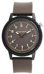 Fastrack Unisex Silicone Eletary Tees Analog Grey Dial Watch 38038Pp05, Band Color Brown
