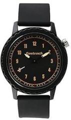 Fastrack Unisex Silicone Tees Analog Black Dial Watch 38038Pp03, Band Color Black