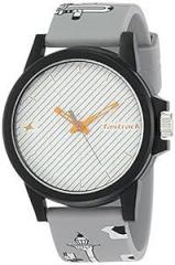 Fastrack Unisex Silicone Tees Analog White Dial Watch 68012Pp06, Band Color Gray
