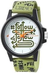 Fastrack Unisex Silicone Tees Analog White Dial Watch 68012Pp10, Band Color Green
