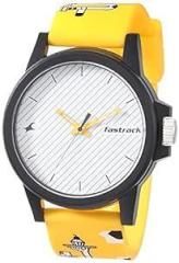 Fastrack Unisex Silicone White Dial Analog Watch 68012Pp07, Band Color Yellow