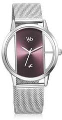 Fastrack Vyb Quartz Analog Purple Dial Stainless Steel Strap Watch for Women FV60019SM01W