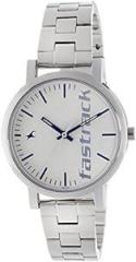 Fastrack White Dial Silver Band Analog Stainless Steel Watch For Women NR68010SM01
