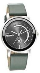 Fastrack Women Leather Grey Dial Analog Watch Nr6172Sl04, Band Color Green