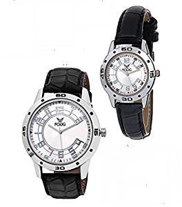 Fogg Analogue Silver Dial Unisex Watch 5001 SL BK Couple Watch