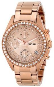 Fossil Chronograph Rose Gold Dial Women's Watch ES3352