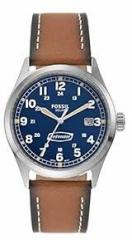 Fossil Defender Solar Powered Analog Blue Dial Men's Watch FS5975 Genuine Leather, Brown Strap