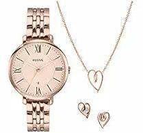 Fossil Jacqueline Analog Rose Gold Dial Women's Watch ES5252SET Stainless Steel, rose gold Strap