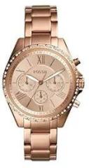 Fossil Modern Courier Stainless Steel Analog Women's Watch BQ3377 Rose Gold Dial Rose Gold Colored Strap