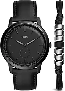 Fossil The Minimalist Mono Analog Black Dial Men's Watch FS5500SET