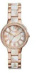 Fossil Women Leather Virginia Analog Mother of Pearl Dial Watch Es3716, Band Color Multicolor