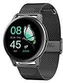 French Connection R3 Free strap, Color : Black Touch screen Unisex Metal case Smartwatch with Heart rate & Blood pressure monitoring, upto 10 days active battery life