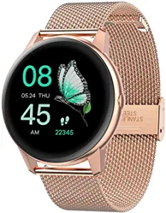 French Connection R3 Free strap, Color : Rose Gold & Pink Touch screen Unisex Metal case Smartwatch with Heart rate & Blood pressure monitoring, upto 10 days active battery life