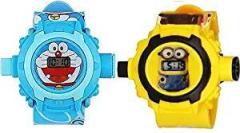 Generic B 4 Baby Digital 24 Images Cartoon Projector Watch for Kids, Unisex Toy. Also Used as Birthday Return Gift Pack of 2 Minions & DOREMON