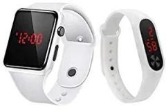 Generic Combo of 2 Black & White Color Unisex Digital LED Waterproof Silicone M3 Wrist Band Watch for Boys Girls & Men