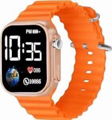 Generic Digital Earth Ultra Look Multi Logo Orange Unisex Watch