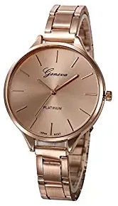 Analogue Women's Watch Rose Gold Dial Rose Gold Colored Strap