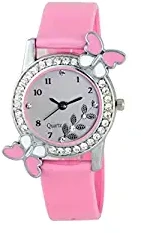 Analogue Women's & Girls' Watch White Dial Pink Colored Strap