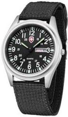 Gosasa Unisex Military Watches Sport Textile Nylon Strap Stylish Men Watch Luminous Fashion Watches Analog Display Quartz Waterproof Casual Wristwatch