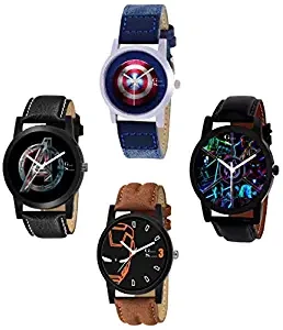 Analogue Boys' Watch Assorted Dial Assorted Colored Strap Pack of 4